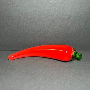 Vintage Murano Style Hand Blown Art Glass Vegetable Red Hot Chilli Pepper 6.25"